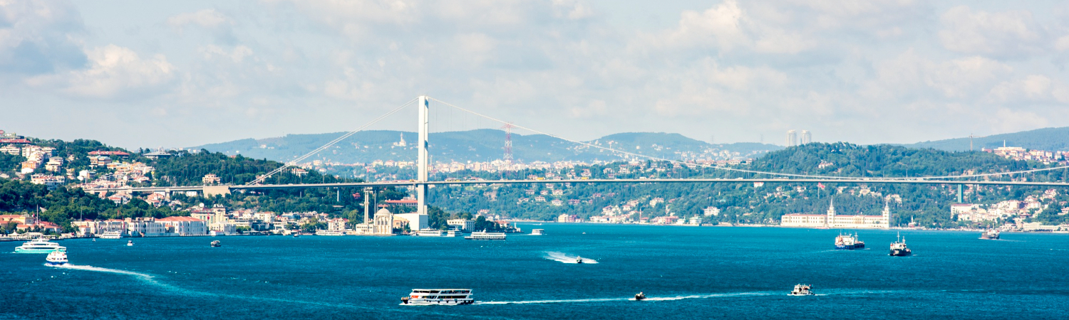 Istanbul ocean scene with cruise ship
